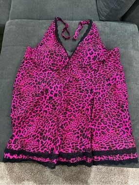 Torrid Hot Pink Leopard One-Piece Swimdress, Size 5